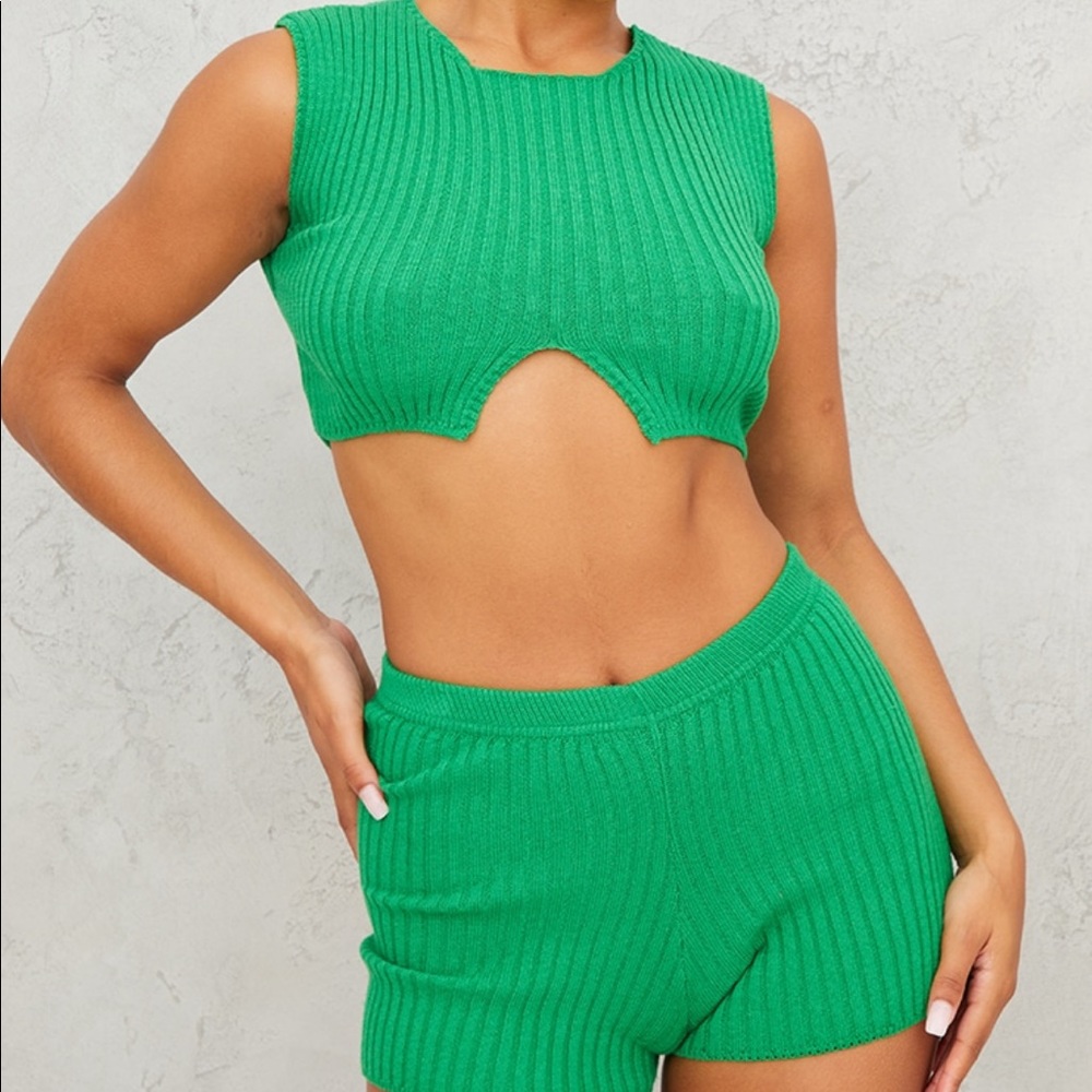 Green Knit Two Piece Set